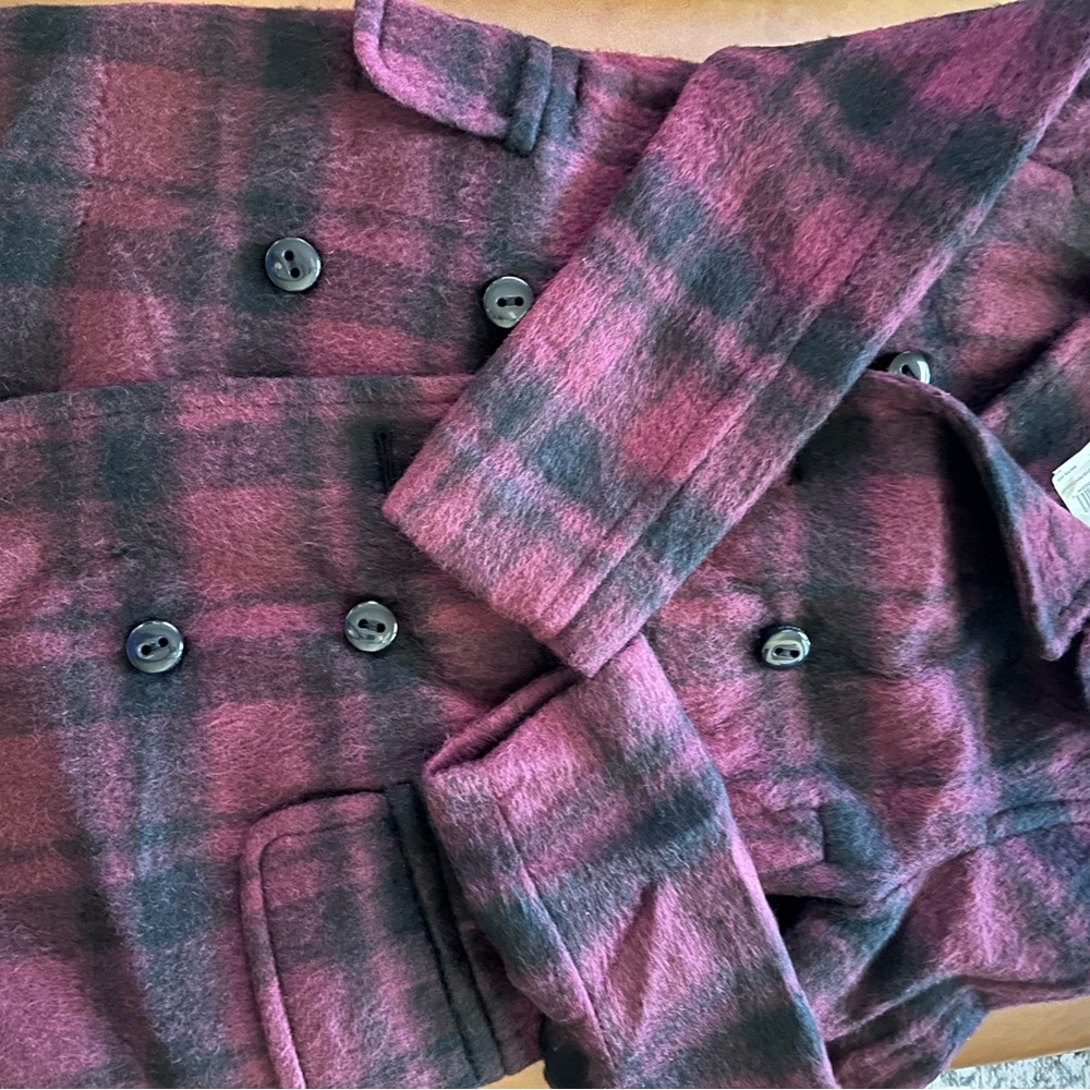 NWT COACH Plaid Wool/Alpaca Peacoat Jacket - Cranberry and Black🥳🥳❌❌ - Picture 6 of 11